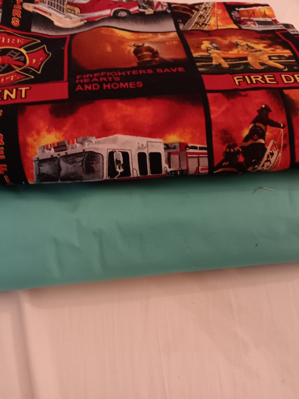Firefighter Fabric And Solid Green Fabric